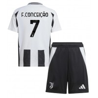 Echipament fotbal Juventus Francisco Conceicao #7 Tricou Acasa 2024-25 pentru copii maneca scurta (+ Pantaloni scurti)